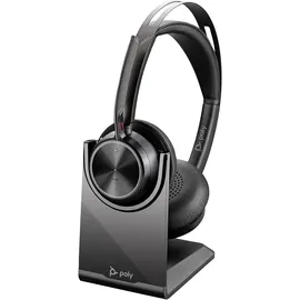 Poly HP Poly Voyager Focus 2 - USB-C/A-Adapter Ladestation Kabellos, USB-C), Office Headset, Schwarz