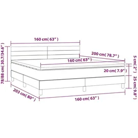 vidaXL Boxspringbett mit Matratze Schwarz 160x200 cm Stoff1397479