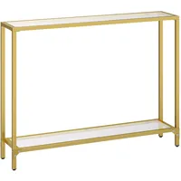 HOOBRO Konsolentisch mit Ablagen, 100 cm Beistelltisch, Hartglas, Eingangstisch,