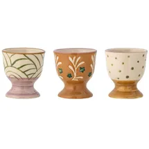 Bloomingville Eierbecher Vincent 3er Set Muster Keramik, Braun