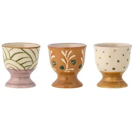 Bloomingville Eierbecher Vincent 3er Set Muster Keramik, Braun