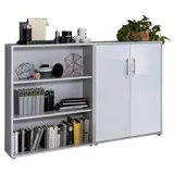 MID.YOU Office Edition Aktenschrank 168,8 x 113,6 x 33 grau, weiß hochglänzend
