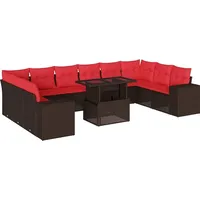 vidaXL Gartensofa-Set mit Kissen, braun, Polyrattan