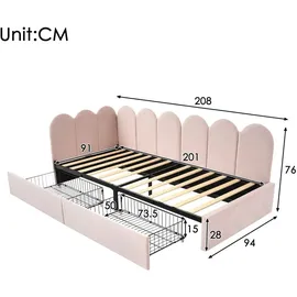 lanki international gmbh Jugendbett Odikalo 90 x 200 cm rosa