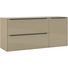 Set One by Musterring Reno TV-Lowboard 137 cm Grau/Braun Glas/Holzwerkstoff