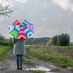 REMEMBER Taschen - Regenschirm "Neptun" - geöffnet L 58cm, Ø 100 cm - Bunter Regenschirm