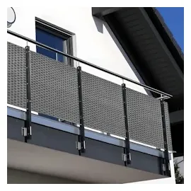 nyvi Balkonverkleidung 100 x 500 cm Hellgrau Polyrattan