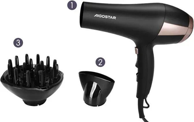 Aigostar Haartrockner Ionen 2400W Schwarz VDE/Monique