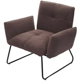 Mendler Lounge-Sessel HWC-K34 Bouclé 87 x 79 x 87 cm Braun mit Rollen