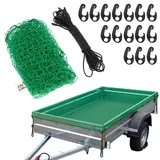 QWORK® Anhängernetz, 2.5x3.5M Anhänger Netz, Anhängernetz mit 15 Haken und Gummiseil