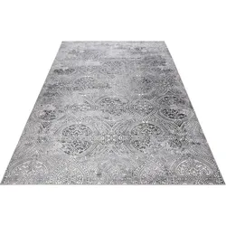 Teppich WECON HOME "Grace", grau, B:190cm H:6mm L:290cm, Polyester, Teppiche, Vintage Look, Used Look, moderner Kurzflor, Wohnzimmer