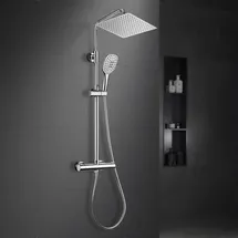 Görbach Regendusche Duschsystem mit Thermostatarmatur Chrom 25 * 25cm