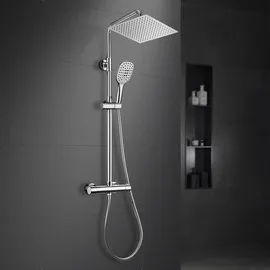 Görbach Regendusche Duschsystem mit Thermostatarmatur Chrom 25 * 25cm