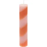 Rico Design Tafelkerze Stabkerze diagonal gestreift - orange/rosa