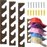 3er-set Hutablagen Für Baseballkappen, Wandorganizer Aus Holz Für Baseballkappen, Vertikale Wandhalterung Für Kleiderschrank, Tür, Schlafzimmer, Wohnzimmer, Eingangsbereich, Waschküche (holzmeliert)