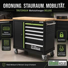 Trutzholm Werkstattwagen Stahl 108 x 46,5 x 77 cm grün/schwarz leer