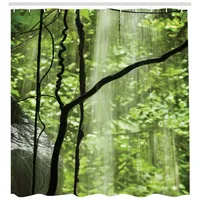 ABAKUHAUS Duschvorhang 175 x 200 cm braun und grün