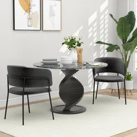 Homcom Esszimmerstühle 2er Set Küchenstuhl mit Rückenlehne, Stahlbeine, Polsterstuhl mit Samtoptik für Wohnzimmer, Küche, Grau 57 x 53 x 73 cm