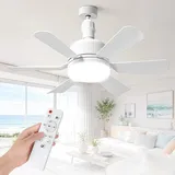 UOEONR Deckenventilator mit beleuchtung,mit Fernbedienung,40W Lampe Deckenventilator mit Douille E27,Dimmbarer Deckenventilator LED für Zimmer, Salon,3 Geschwindigkeiten (27-Weiß-A)