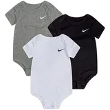 Nike Sportswear Body für Babies (Packung, 3-tlg) im praktischen 3er-Pack, mit Rundhalsausschnitt, für Babys grau|schwarz 68 (6)