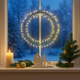 MARELIDA LED Kranz Türkranz Weihnachtskranz Lichtkranz 130LED D: 30cm Batterie