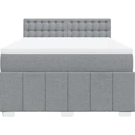 vidaXL Boxspringbett mit Matratze Hellgrau 160x200 cm Stoff