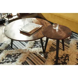 Tom Tailor HOME Beistelltisch »T-WOOD TABLE HIGH«, Beistelltisch mit Knopfdetail, dunkles Mangoholz und schwarze Beine