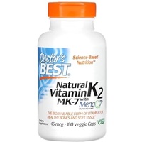 Doctor's Best Natürliches Vitamin K2 MK7 mit MenaQ7, 45mcg, 180 vcaps, Premium Knochen- und Herzgesundheitsunterstützung