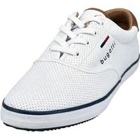 BUGATTI Canvas Sneaker aus Baumwolle, Low-Top-Leinenschuh mit flexibler Sohle, Weiß, 44
