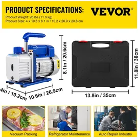 Vevor AC Vakuumpumpe Unterdruckpumpe Set 4,8 CFM 5PA 0–800PSI HVAC mit Koffer