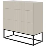 Selsey Kommode mit 3 Schubladen, Graubeige mit schwarzem Metallgestell, 90 cm -