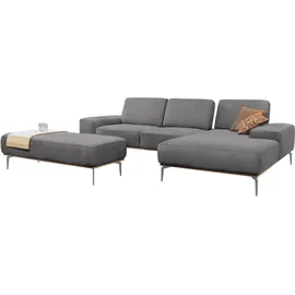 W.Schillig Ecksofa "run, Designsofa mit tollem Sitzkomfort, bequem, L-Form", grau (grau w82), B:319cm H:88cm T:178cm, Longlife Xtra-Leder Z73: Naturwalkleder der Luxusklasse aus den erlesensten Rohhäuten.