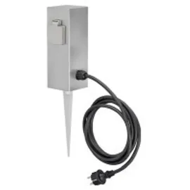 LEDINO Steckdosensäule 2er Edelstahl Silber