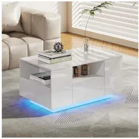 Makika LED Couchtisch / Design Wohnzimmertisch mit Ablagefach und