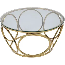 SalesFever Couchtisch "Couchtisch im eleganten Stil", gold (gold, gold, klar), B:80cm H:40cm T:80cm, Edelstahl, Sicherheitsglas, Tische, Couchtisch, mit Design-Gestell aus Stainless Steel