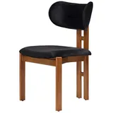 Xlmoebel Küchenstuhl Eleganter Stuhl mit ergonomischem Sitz und braunen Beinen, Hergestellt in Europa schwarz