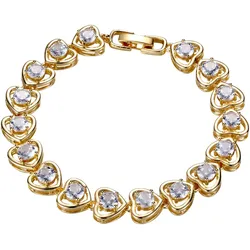 Armband FIRETTI "Schmuck Geschenk Kupfer Armschmuck Herzkettengliederung Liebe", gold (gelbgoldfarben, kristallweiß, kristallweiß), Armbänder, Damen, Kupfer, mit Zirkonia (synth.)