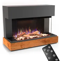 GLOW FIRE Kaminofen Curie mit realistischem 3D E-Motion LED-Feuer - Stand-Elektrokamin mit Heizung, Kaminfeuer & Timer, max. 1500 W, 114x89x41,5, Grau
