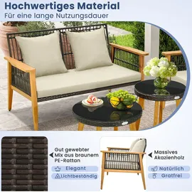 Costway Polyrattan Set 5-tlg. Braun
