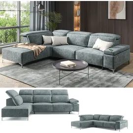 VitaliSpa Ecksofa James Grau Relaxfunktion 218x86 cm Linke Ecke,