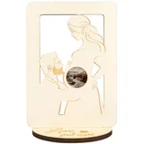 MONCAP Schwangere Mama Bump Foto Schwangere Bilderrahmen Holz Ultraschall Sonogramm Bilderrahmen Liebe im Bauch Neue Eltern Geschenke Baby Ultraschall Fotorahmen für Werdende Mutter Babyparty
