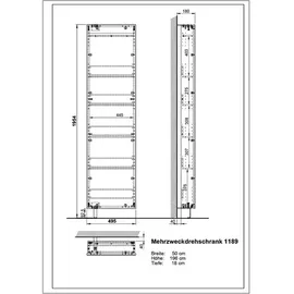 Germania Drehschrank 50 x 195 x 18 cm Weiß