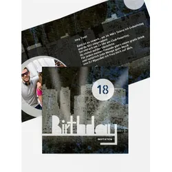 Einladungen Geburtstag selbst gestalten mit Spruch und Fotos im Onlinedesigner bei Meine-Kartenmanufaktur.de