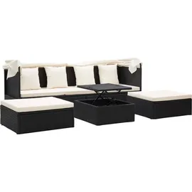 vidaXL Polyrattan Sonnenbett wasserabweisend schwarz