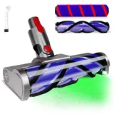 FEVORCS Bürste Kompatibel mit Dyson V7, V8, V10, V11, V15 Staubsauger Elektrobürste mit Direktantrieb mit 4 Frontlichten für Hartboden und KurzflorigeTeppiche