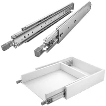 SOTech VarioSlide Vollauszug KV2-200-H76 700 mm – Schwerlast 200 kg, Einhandverriegelung mit Lock, grau (1 Paar) - Grau
