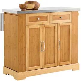 SoBuy Kücheninsel mit 2 Schubladen 107 x 92,5 x 71 cm Natur