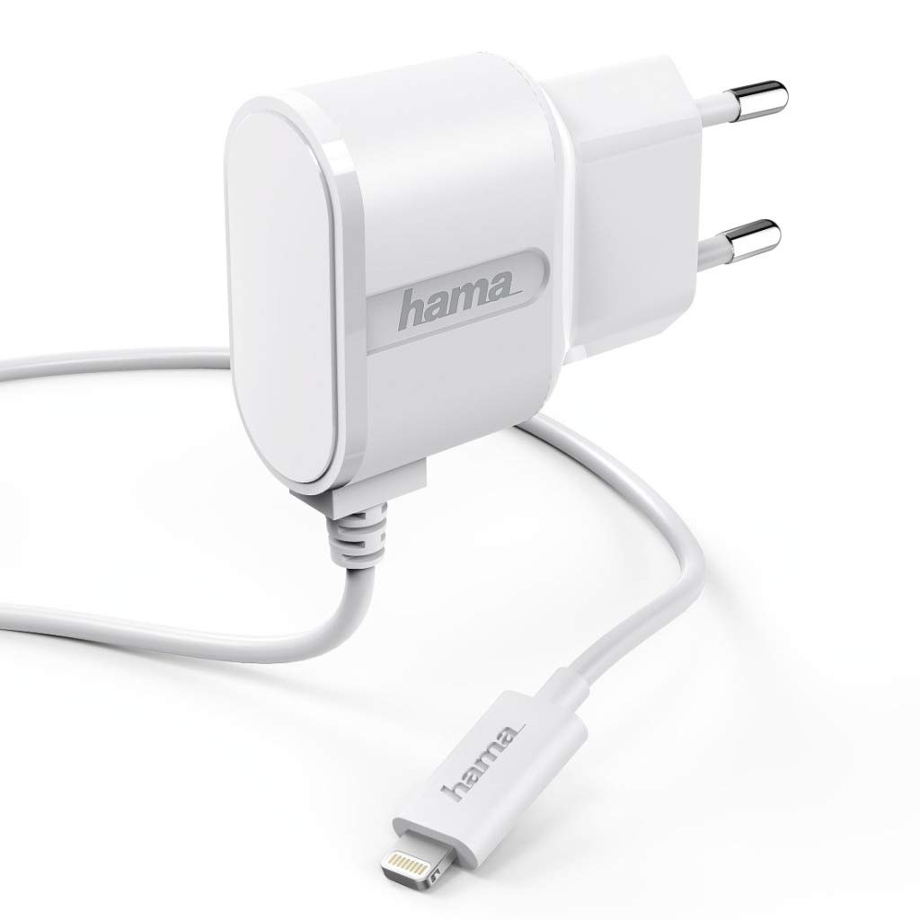 Hama Ladegerät Lightning 1 A/5 V (Stromversorgung für Apple iPhone iPod, Ladegerät Apple MFI zertifiziert, Kabel 1 m), Weiß