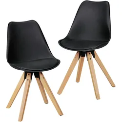 Kadima Design 2er Set Esszimmerstühle `Lund`: Skandinavisches Design, Komfortables Sitzen. Schwarz, Material: Kunstleder, 49x52x87 cm