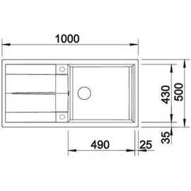Blanco Metra XL 6 Silgranit Softweiß 1000 x 500 mm Drehknopfventil